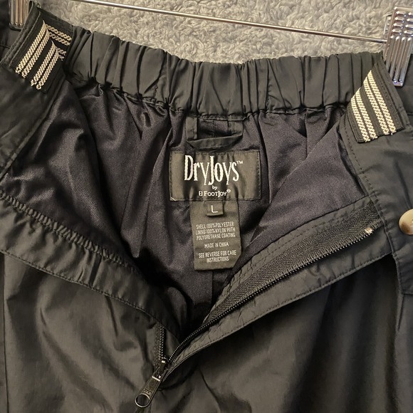 DryJoy by FootJoy Pants Size Large Black Wind Rain Golf Snap Zip Legs‎ Sports - Picture 5 of 7